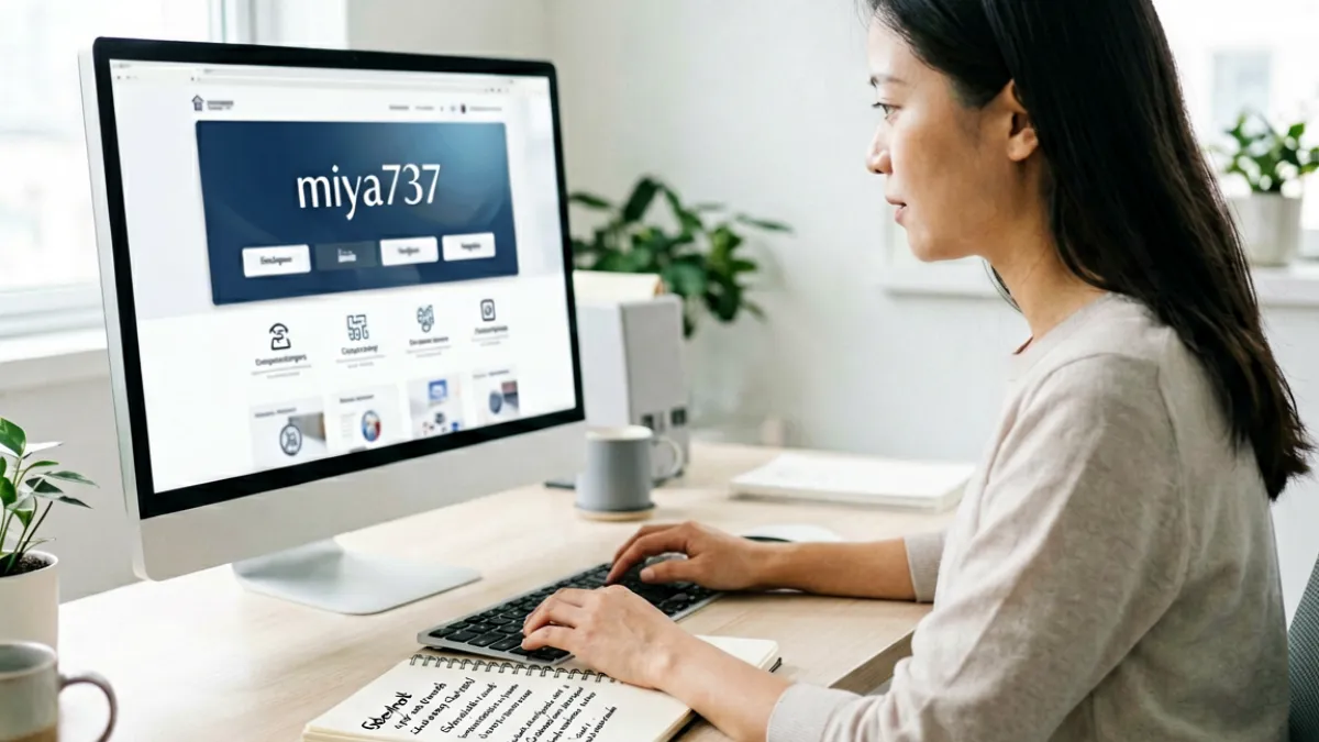 在线miya737用户在桌面设备前查看页面信息并记录体验细节的真实场景